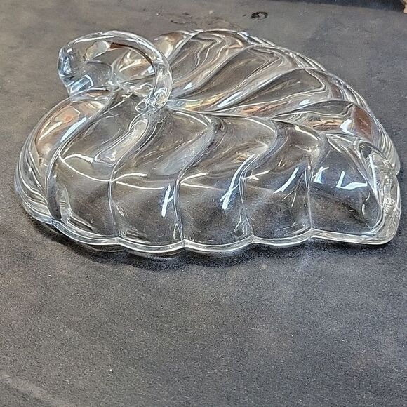 Duncan and Miller  Crystal Covered Candy Dish Leaf Shaped Glass - Picture 5 of 7